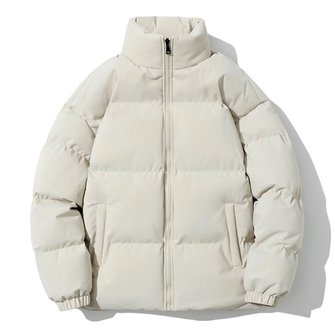 Heren Winter Gevoerde Jas Verdikt Staande Kraag Warm Winddicht Casual Effen Kleur Gequilt Watt outerwear Voor Heren
