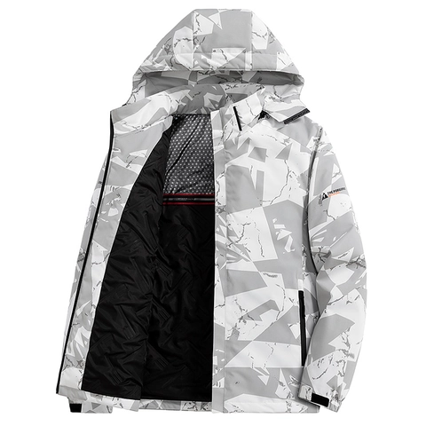 Veste à Capuche Camouflage Épaissie avec Doublure en Graphène pour Hommes Imperméable Coupe-vent Extérieur Manteau d'Hiver Rembourré
