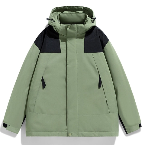 Men Graphene Thermal Padded Jacket Winter Outdoor Windproof Warm Padded Parka Color Block Hooded Coat Casual Outerwear
