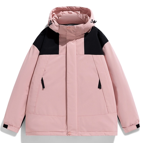 Men Graphene Thermal Padded Jacket Winter Outdoor Windproof Warm Padded Parka Color Block Hooded Coat Casual Outerwear