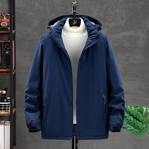 Giacca da Uomo con Cappuccio Outdoor Antivento Impermeabile Foderata in Pile Giacca da Lavoro Cappotto Invernale Caldo per Escursioni Casual
