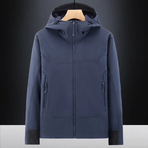 Veste Softshell à Capuche pour Homme Coupe-vent Imperméable Doublée Polaire Tactique Randonnée Automne Hiver Manteau Chaud