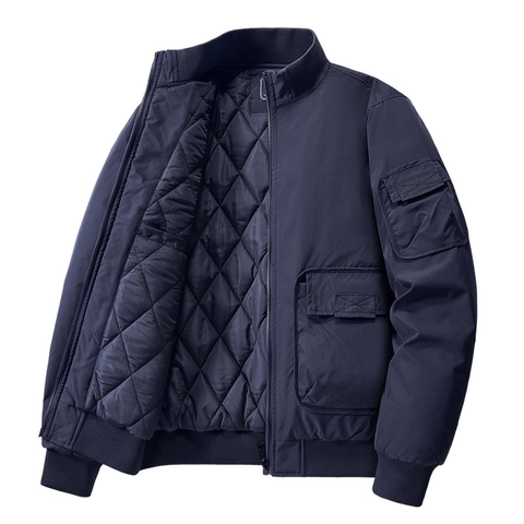 Giacca Bomber da Pilota Ispessita da Uomo con Fodera in Pile Trapuntato Cappotto da Lavoro Tattico Antivento Casual