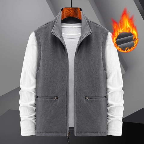 Herren Wendeweste Fleece Gefüttert Winddicht Wasserdicht Polyester Elasthan Stehkragen Multi Tasche Outdoor Warme Weste