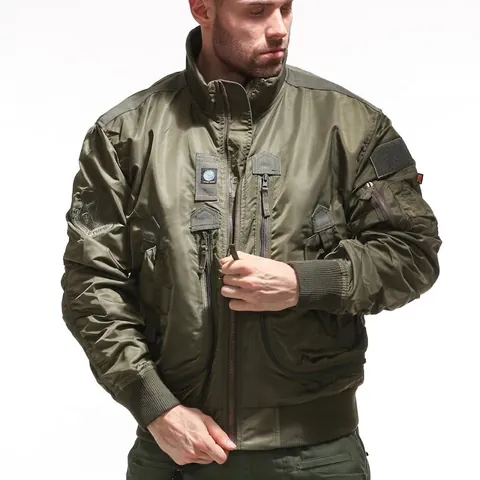 Giacca da Volo Cargo Americana da Uomo Uniforme da Baseball Pilota Collo Alto Capispalla Antivento Sottile Resistente