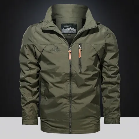Men Outdoor Lightweight Hooded Jacket Breathable Windbreaker Casual Multi-Pocket Coat With Zip Fastening For Spring Autumn