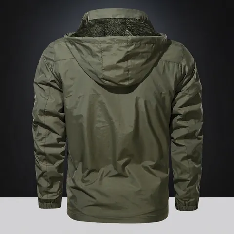 Men Outdoor Lightweight Hooded Jacket Breathable Windbreaker Casual Multi-Pocket Coat With Zip Fastening For Spring Autumn