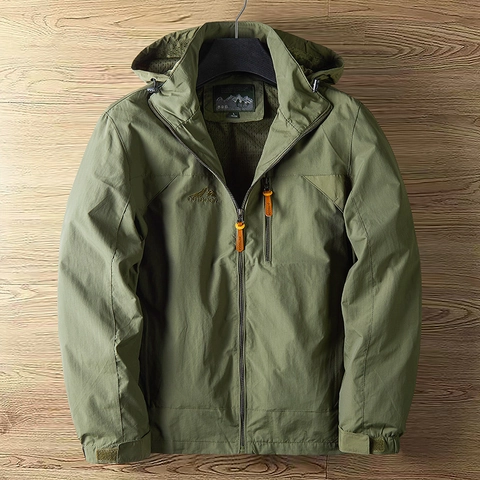 Veste Extérieure en Nylon pour Hommes Imperméable Coupe-vent Avec Capuche Amovible Coupe-vent Décontracté de Randonnée Manteau