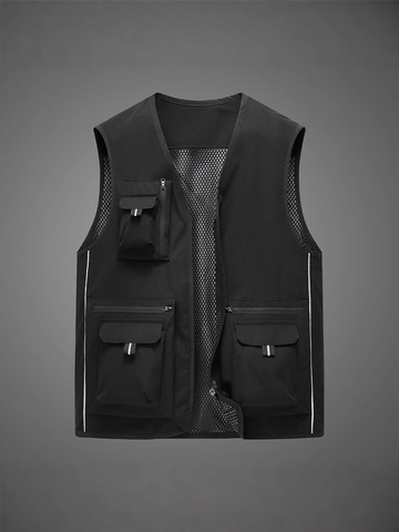 Men Quick Dry Multi-Pocket Mesh Vest Reflective Outdoor Fishing Photography Hiking Climbing Lightweight Waistcoat