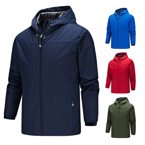 Herren Outdoor Windbreaker Jacke Mit Kapuze Wasserdicht Atmungsaktiv Polyester Mantel Zum Wandern Camping Bergsteigen Sportbekleidung