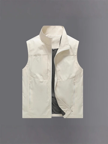 Herren Casual Outdoor Work Weste Stehkragen Leicht Winddicht Mehrere Taschen Reißverschluss Weste Für Frühling Herbst