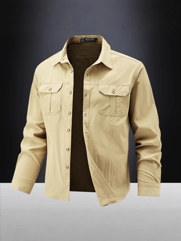 Heren Casual Shirt met Lange Mouwen Nylon Spandex Hoge Stretch Tactisch Werkhemd Multi Pocket Outdoor Wandelen Top voor Heren