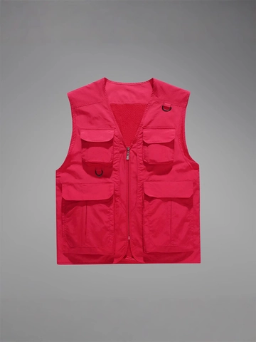 Men Multi Pocket Cargo Vest Nylon Mesh Tactical Fishing Photography Outdoor Casual Utility Workwear Sleeveless Jacket
