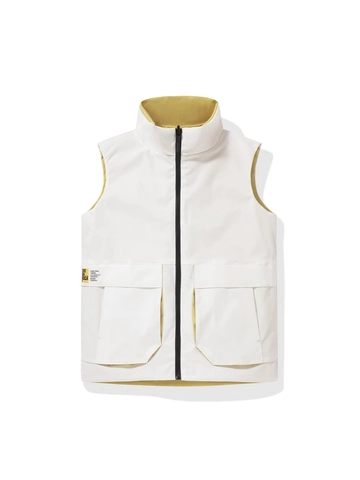 Men's Reversible Workwear Vest Polyester Thin Contrast Color Sleeveless Jacket Stand Collar Casual Multi-pocket Waistcoat