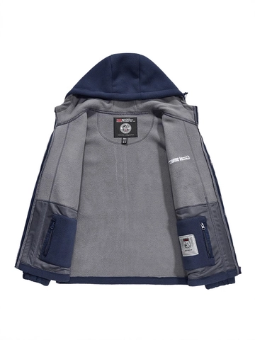 Men's Outdoor Norway Thick Warm Polar Fleece Jacket Hooded Zipper Coat Fleece Lined Outerwear Autumn Winter Fashion Daily Wear
