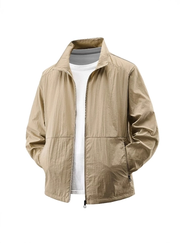 Men Outdoor Sun Protection Jacket Lightweight UPF 50+ Breathable Windbreaker Casual Stand Collar Quick Dry Hiking Coat