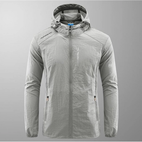 Giacca Protezione Solare Leggera Estiva Unisex Cappuccio Protezione UV Traspirante Antivento da Esterno Ripiegabile