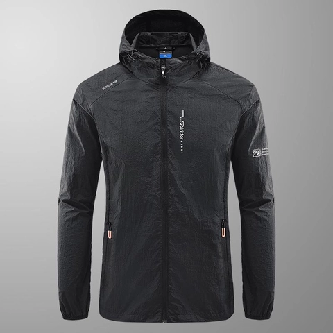 Men's Sun Protection Jacket Hooded Skin Coat Outdoor Ultra Thin Breathable Nylon Summer Sport Outerwear Top