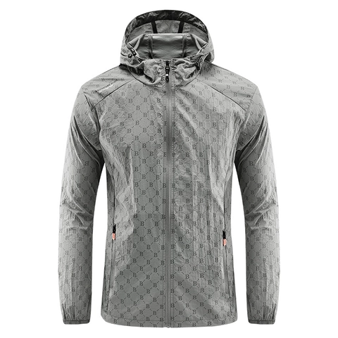 Men Sun Protection Jacket Thin Lightweight Hooded Windbreaker B Letter Monogram Print Summer Outdoor Breathable Fashion Hoodie Top
