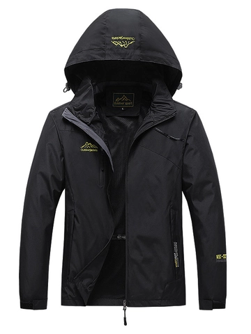 Veste Extérieure en Polyester Imperméable Coupe-vent Capuche Amovible Manteau de Sport pour Randonnée Alpinisme Couple Casual