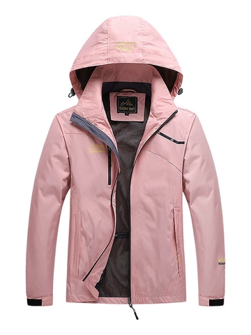 Veste Extérieure en Polyester Imperméable Coupe-vent Capuche Amovible Manteau de Sport pour Randonnée Alpinisme Couple Casual