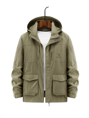 Herren Outdoor Winddichte Jacke Leichte Kapuzen Cargo Mantel Mit Mehreren Taschen Atmungsaktive Lässige Wasserdichte Sportbekleidung