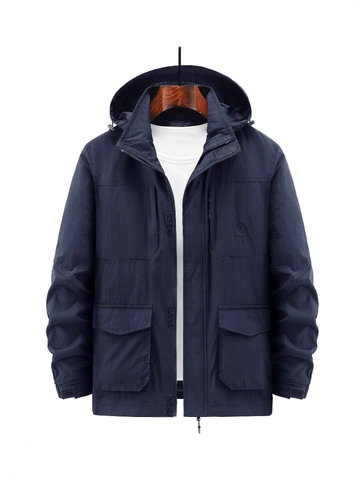 Herren Outdoor Winddichte Jacke Leichte Kapuzen Cargo Mantel Mit Mehreren Taschen Atmungsaktive Lässige Wasserdichte Sportbekleidung