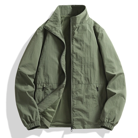 Chaqueta Ligera de Cuello Alto para Hombre Impermeable Transpirable Cortavientos Casual Tallas Grandes Abrigo para Hombre