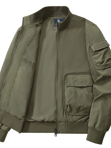 Chaqueta Bomber Casual para Hombre Cuello Alto Resistente al Viento Estilo Militar Multibolsillo Abrigo de Exterior