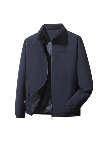 Chaqueta Casual de Negocios para Hombre con Cuello Alto Resistente al Viento Cremallera Completa Ropa de Abrigo con Multi Bolsillos para Otoño Primavera