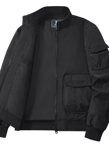Chaqueta Bomber Casual para Hombre Cuello Alto Resistente al Viento Estilo Militar Multibolsillo Abrigo de Exterior