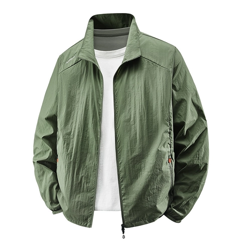 Herren Sonnenschutzkleidung Leicht Atmungsaktiv Stehkragen Reißverschluss Jacke Outdoor Sport Sommer Dünne Skin Jacke