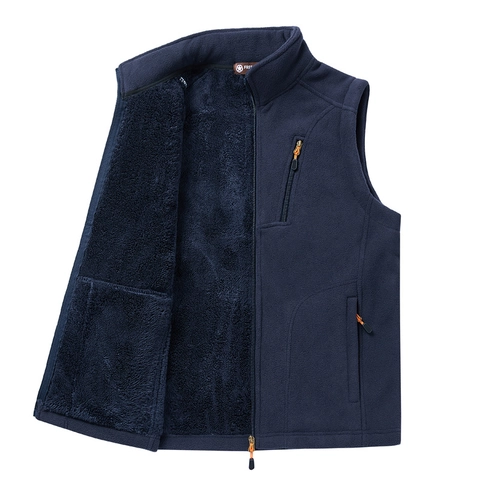 Chaleco de Forro Polar Engrosado de Invierno para Hombre Cuello Alto Exterior Casual Cálido Chaleco Con Bolsillos de Cremallera Chaqueta sin Mangas Abrigo