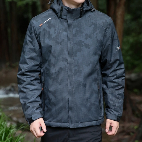 Herren Outdoor Kapuzenjacke Camouflage Fleece Gefüttert Wasserdicht Winddicht Sportjacke Zum Wandern Camping Winterbekleidung