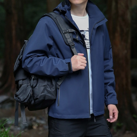 Giacca da Uomo Outdoor con Cappuccio Hardshell Antivento Impermeabile Techwear Tactical Trekking Sportiva Cappotto Casual Windbreaker