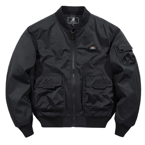 Men Thickened Flight Jacket Windproof Loose Bomber Jacket With Quilted Lining Multi Pockets Winter Casual Workwear Coat