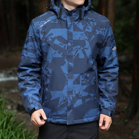 Heren Outdoor Camouflage Windjack Met Afneembare Capuchon Fleece Gevoerd Warm Waterdicht Winddicht Winter Wandeljas