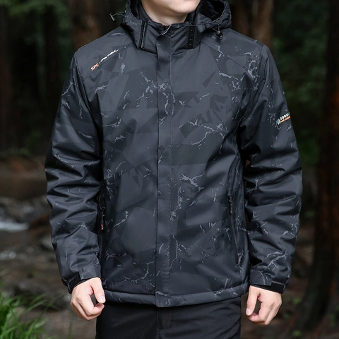 Heren Outdoor Camouflage Windjack Met Afneembare Capuchon Fleece Gevoerd Warm Waterdicht Winddicht Winter Wandeljas