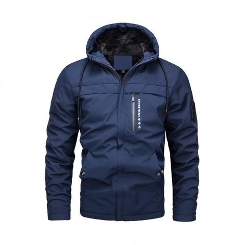 Herren Winter Fleece Gefütterte Kapuzenjacke Winddicht Warm Dick Outdoor Casual Mantel Mit Sportmens Buchstaben Druck