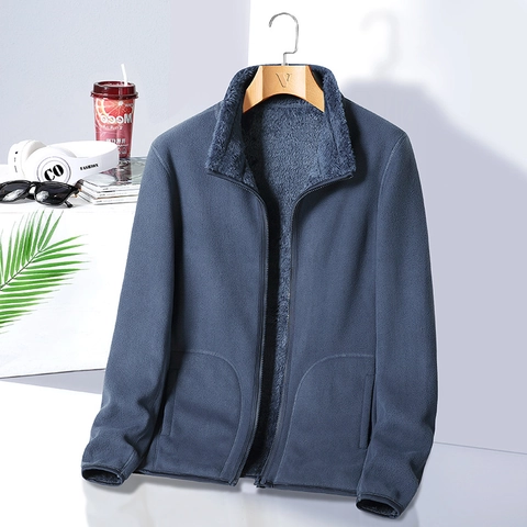 Casual Polar Fleece Τζάκετ για Άνδρες Γυναίκες Ενισχυμένη Επένδυση Τεχνητού Μαλλιού Όρθιος Γιακάς Φερμουάρ Ζεστό Χειμερινό Παλτό