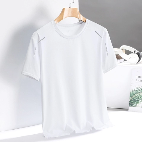 Maglietta Sportiva da Uomo in Seta di Ghiaccio ad Asciugatura Rapida Traspirante con Strisce Riflettenti Casual Top per Corsa