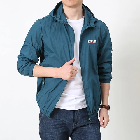 Veste Protection Solaire Homme UPF50 Plus Mince Respirant Séchage Rapide Coupe-Vent à Capuche Vêtements de Sport Légers
