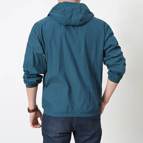 Veste Protection Solaire Homme UPF50 Plus Mince Respirant Séchage Rapide Coupe-Vent à Capuche Vêtements de Sport Légers