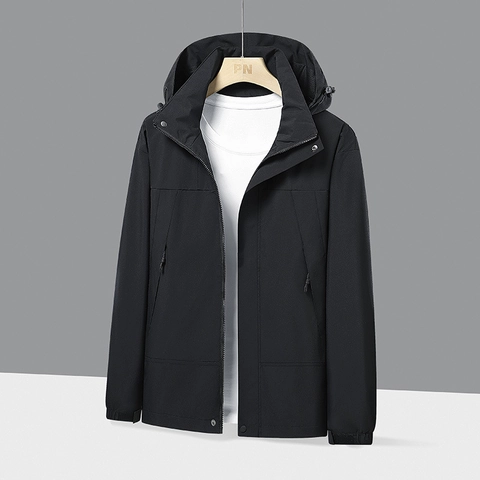 Giacca a Vento Casual da Uomo con Cappuccio Outdoor Color Block Impermeabile Antivento Traspirante Cappotto Sportivo per Primavera Autunno