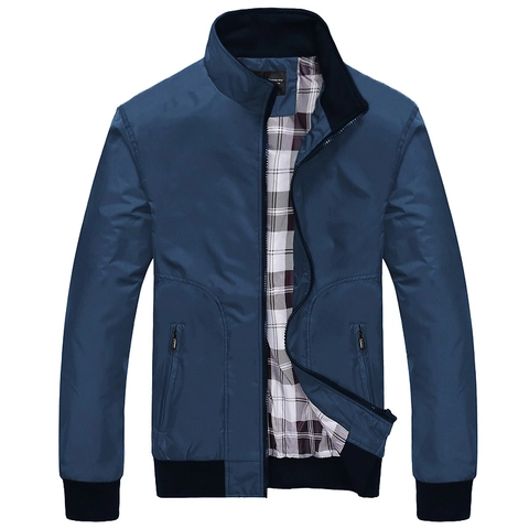 Herren Casual Stehkragen Jacke Mit Klassischem Kariertem Futter Winddicht Outdoor Baseball Mantel Leichte Reißverschluss Oberbekleidung