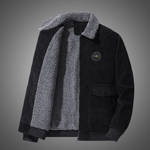 Giacca in Velluto a Coste da Uomo Con Fodera in Pile Abbigliamento da Lavoro Casual Multi Tasche Cappotto Invernale Caldo