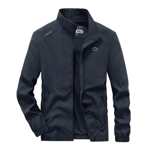 Men's Outdoor Lightweight Casual Jacket Stand Collar Windproof Quick Dry Sports Coat With Zipper Pockets For Spring Autumn