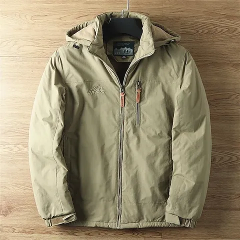 Herren Outdoor Kapuzenjacke Fleece Gefüttert Verdickte Arbeitsmantel Winddicht Wasserdicht Wandern Bergsteigen Casual Oberbekleidung