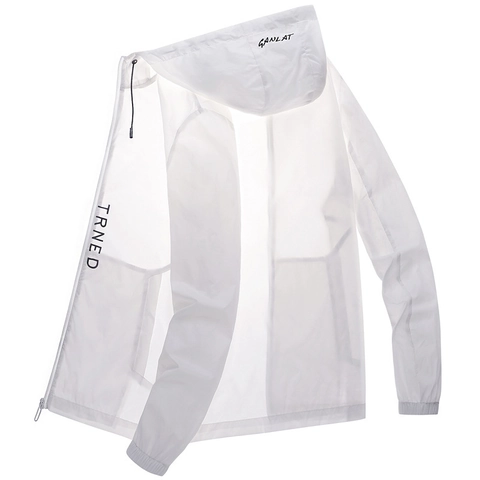 Veste de Protection Solaire Légère pour Hommes avec Capuche UPF 50 Plus Coupe-vent Respirant Sport Extérieur Décontracté