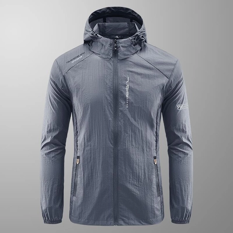Vêtements de Protection Solaire Unisexe Léger Respirant Anti-UV Veste de Sport à Capuche Coupe-Vent de Plein Air